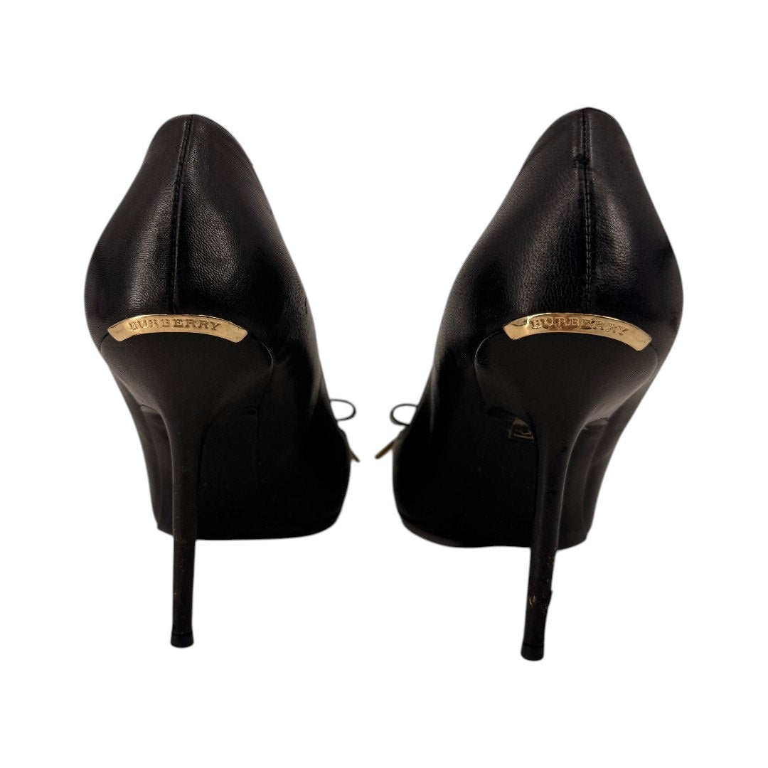 Burberry Soden Leather Pointed Toe Slip On Stiletto Pumps