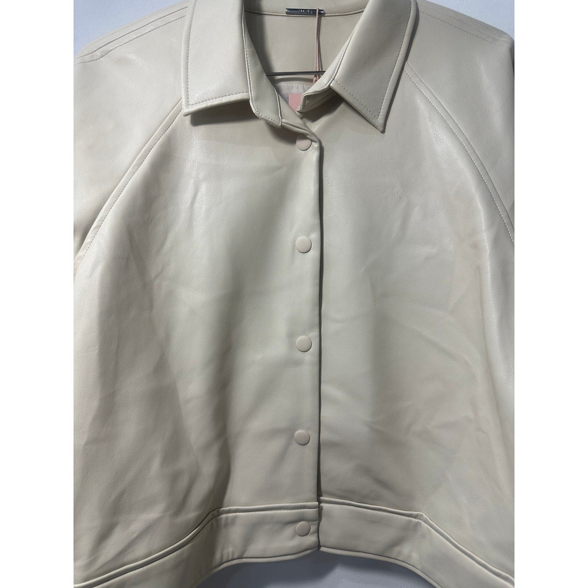 Alexis Faux Leather Snap Front Crop Ceci Jacket Ivory