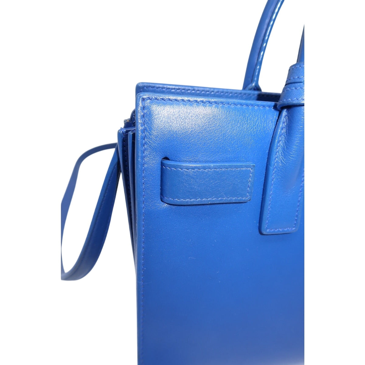 Saint Laurent Classic Sac De Jour Tote Bag Blue Leather Logo Accent Women's OS