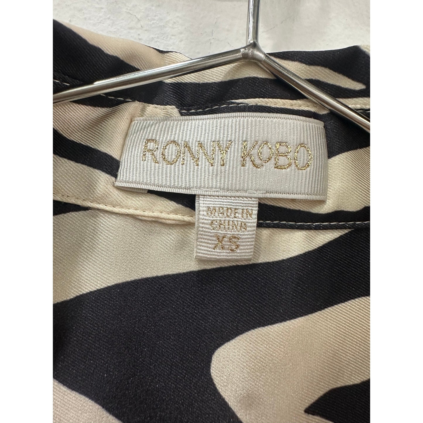 Ronny Kobo Rico Zebra Print Button Front Shirt Blouse