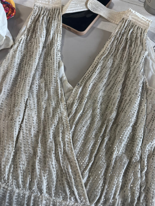 Parker beaded ivory silk blouse