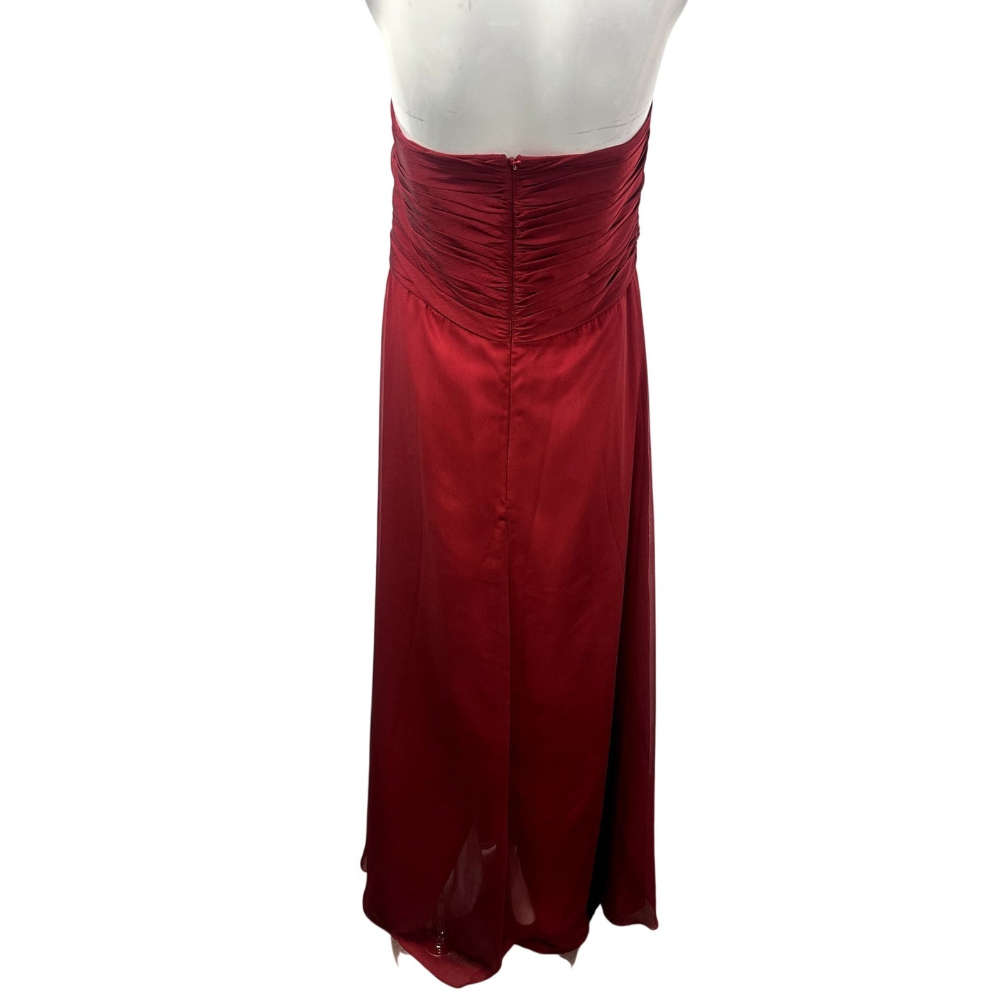 Belsoie Strapless Ruched Chiffon Formal Maxi Gown New