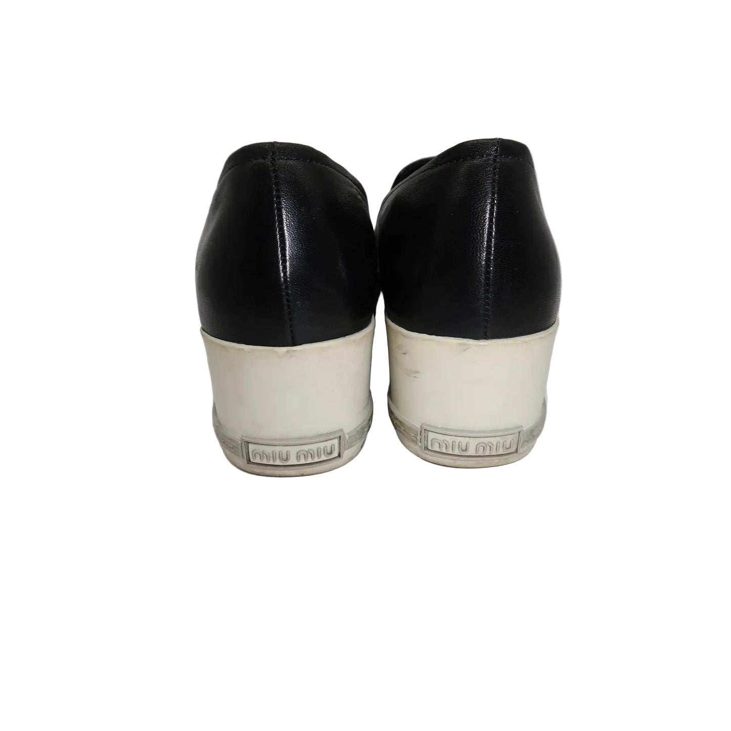 Miu Miu Leather Metal Cap Toe Pointed Platform Sneakers