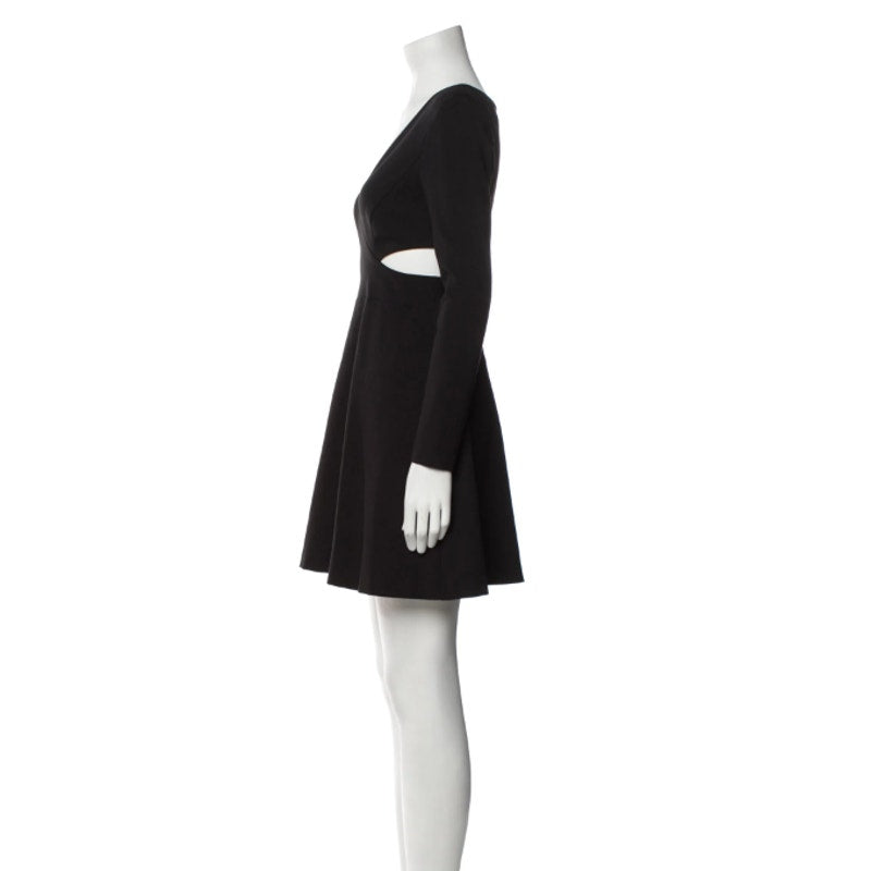 Halston Heritage Long Sleeve Mini Dress V-Neck Cutouts Women's