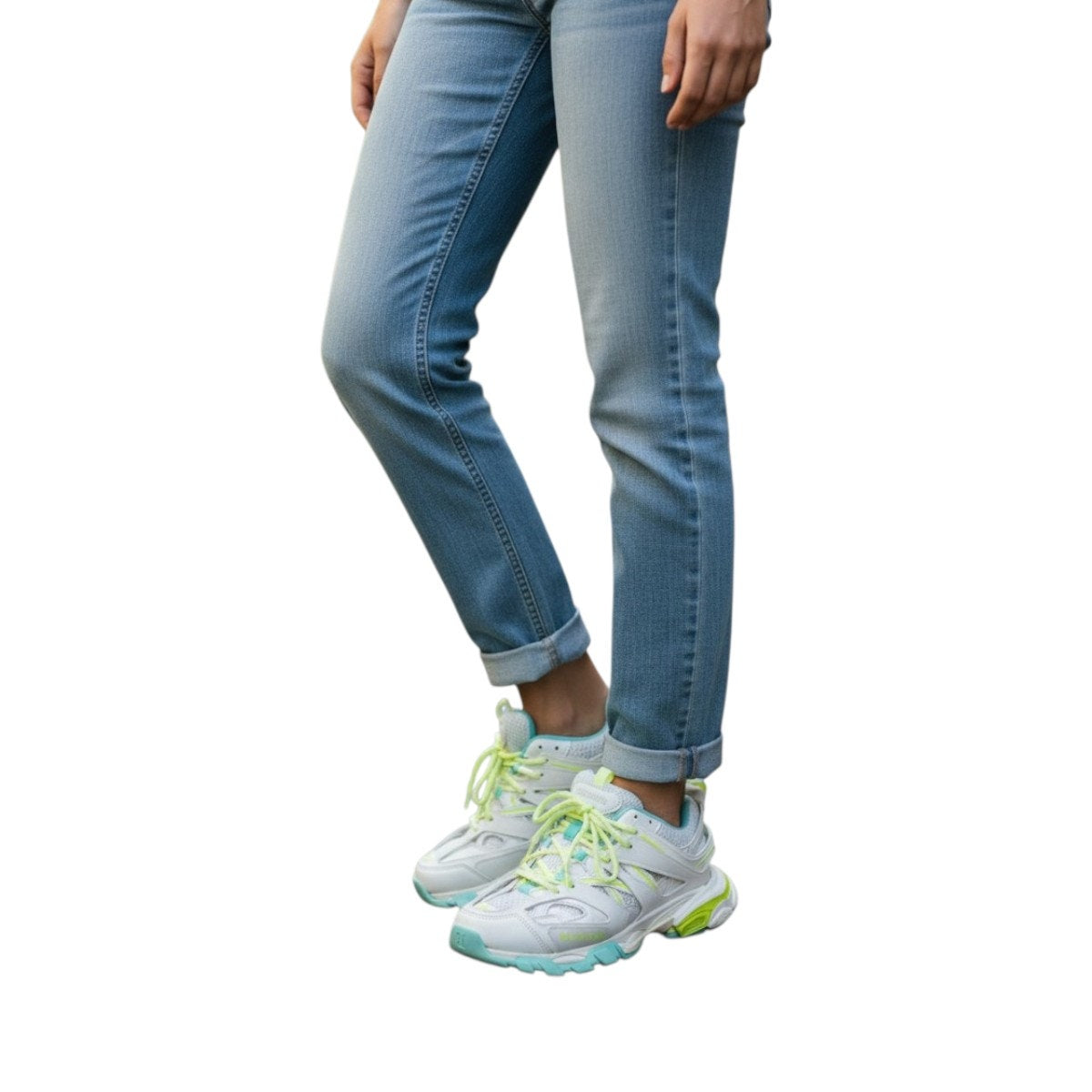 Balenciaga Mesh Nylon Track Low Top Athletic Sneakers White