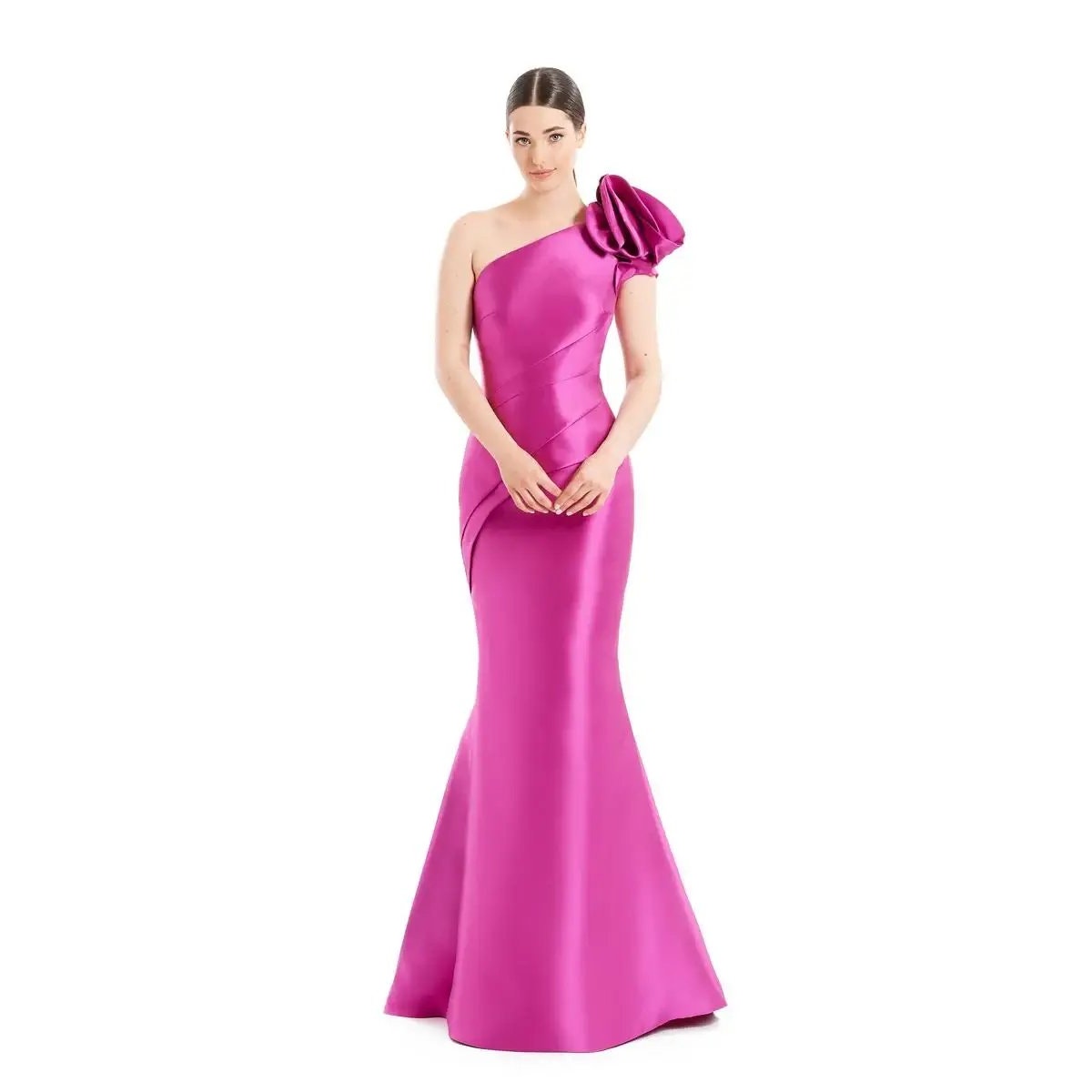 Alexander By Daymor One-Shoulder Pleated Mermaid Maxi Dress