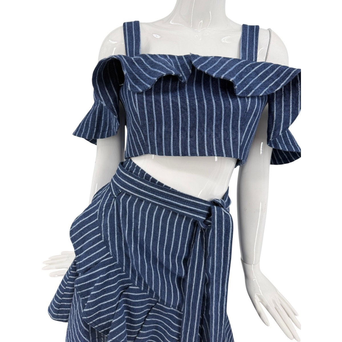 ALEXIS Denim Ruffle Benta Cropped Top & Skirt Set