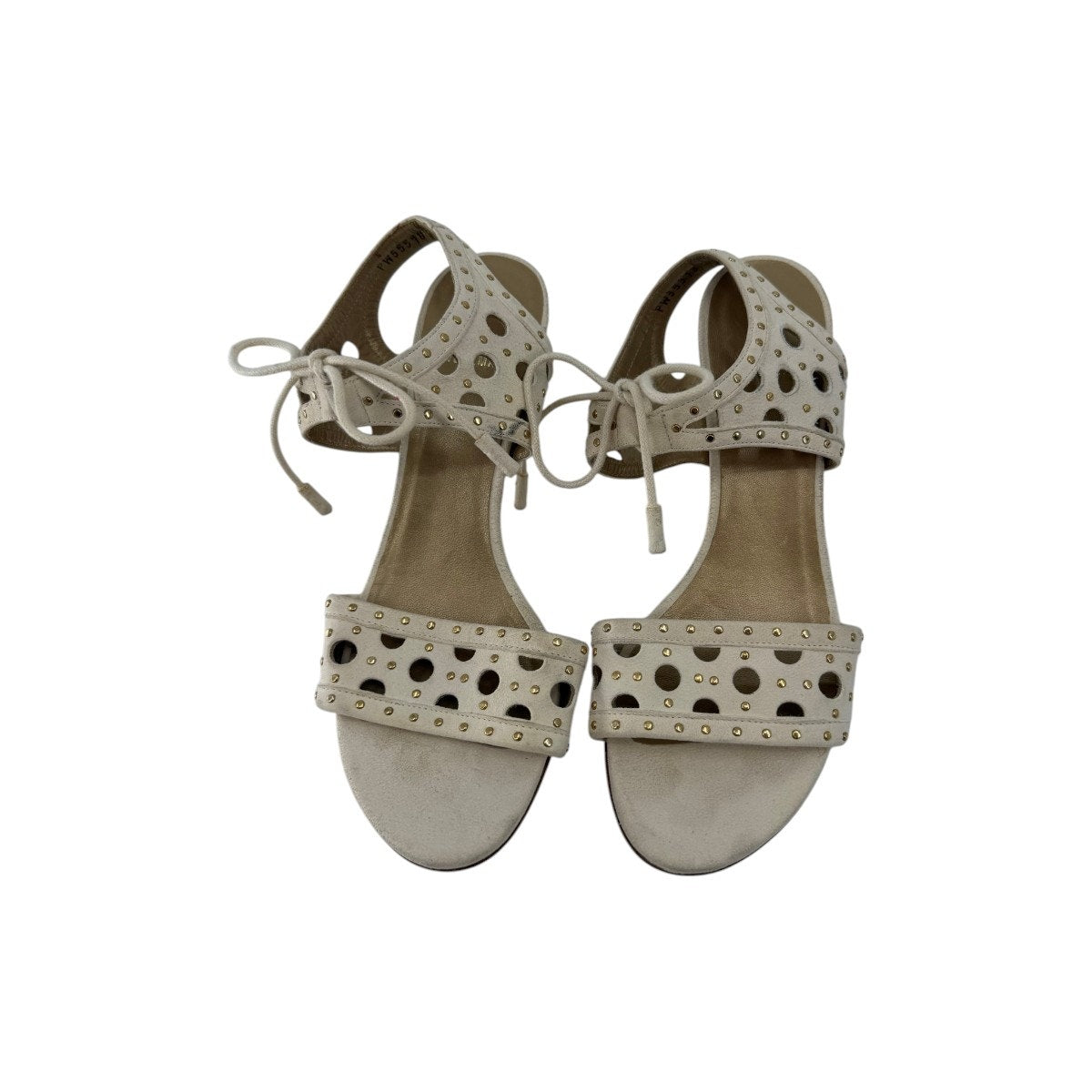 Stuart Weitzman Leather Cut-out Studded Georgie Sandals