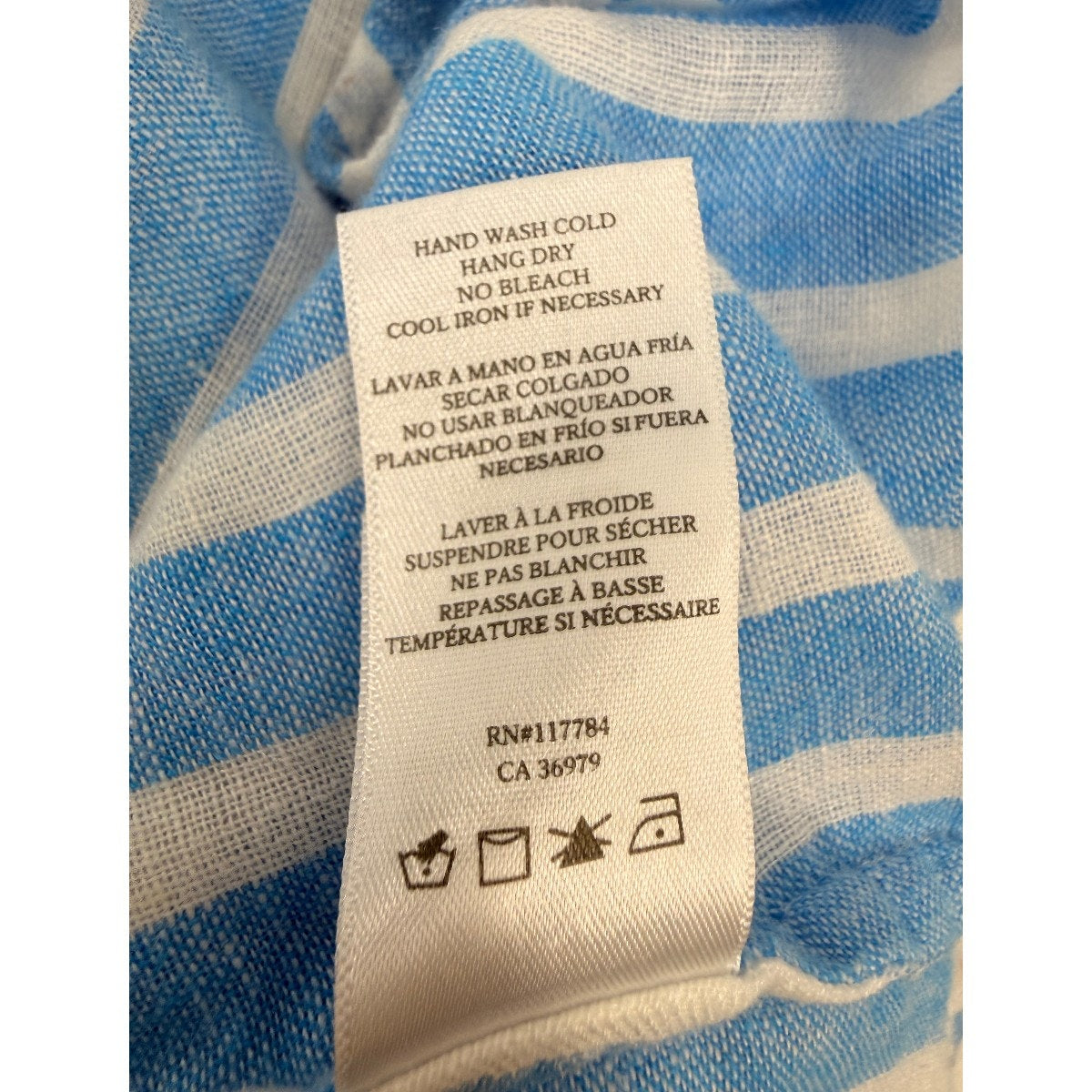 Rails Linen Blend Crystal Smocked Mini Dress Lake Stripe Blue Women's Size Small