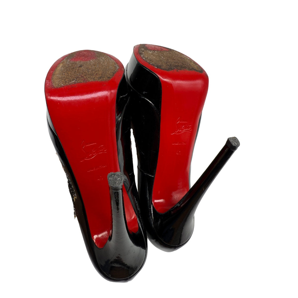 Christine Louboutin Patent Leather Lady Z Peep Toe Pump Heels