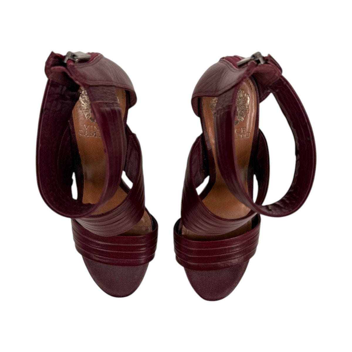 Vince Camuto Burgundy Multi-Strap Stiletto Sandals