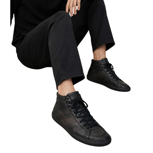 Burberry Smoked Check Milton High Top Sneakers Smoked