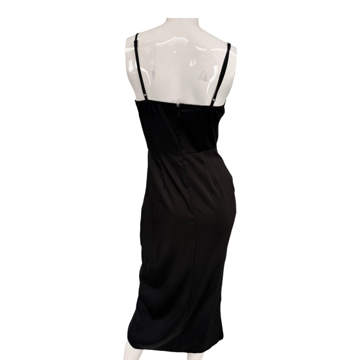 More to Come Satin Adonia Cowl Neck Ruched Wrap Midi Dress