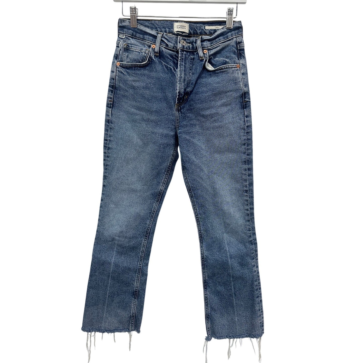Citizens of Humanity Blue Cotton Denim Isola Cropped Boot Jeans Women's