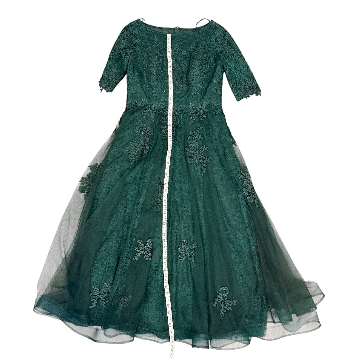La Femme Floral Lace Illusion A-Line Formal Maxi Gown