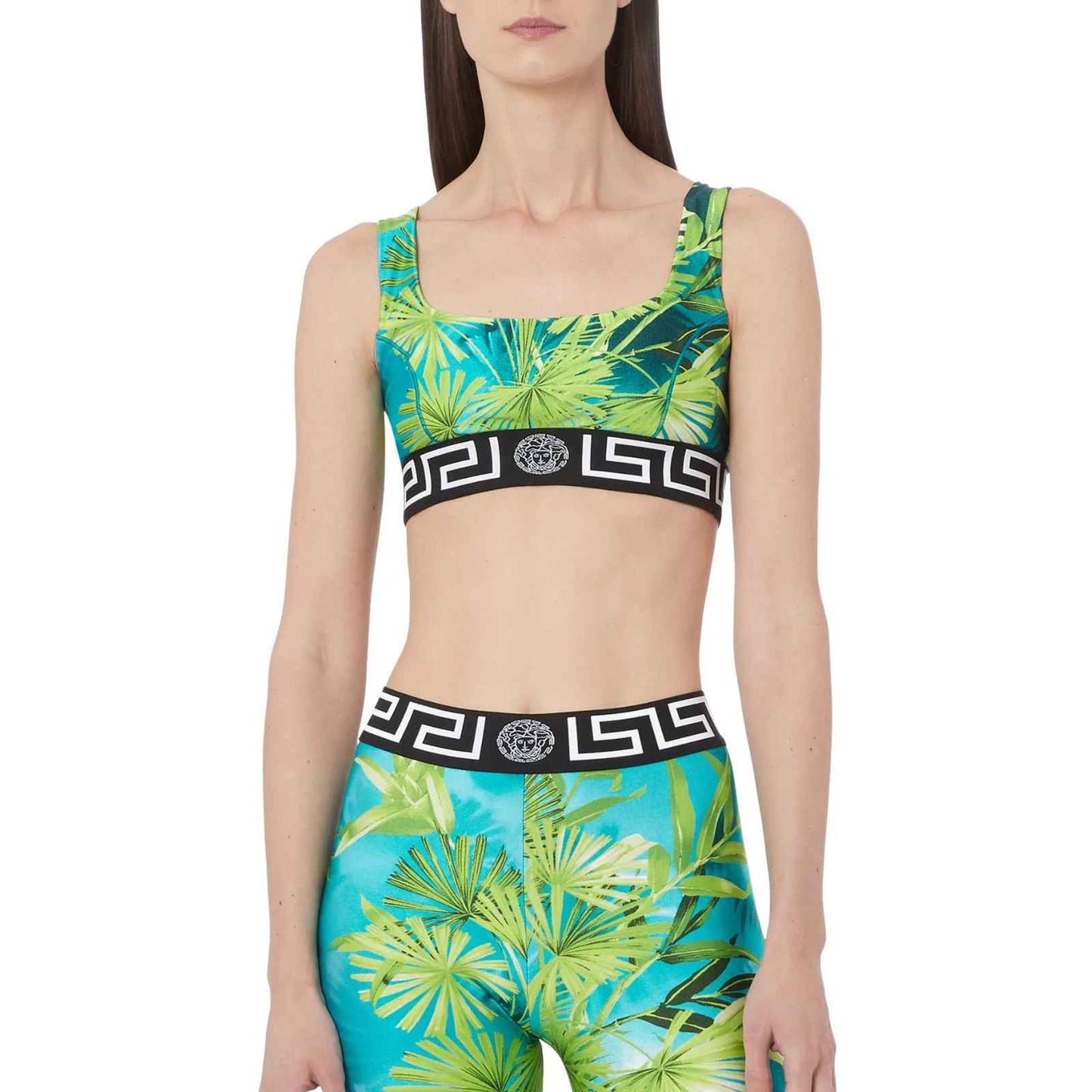 Versace Jungle Print Stretchy Pullover Sports Bra