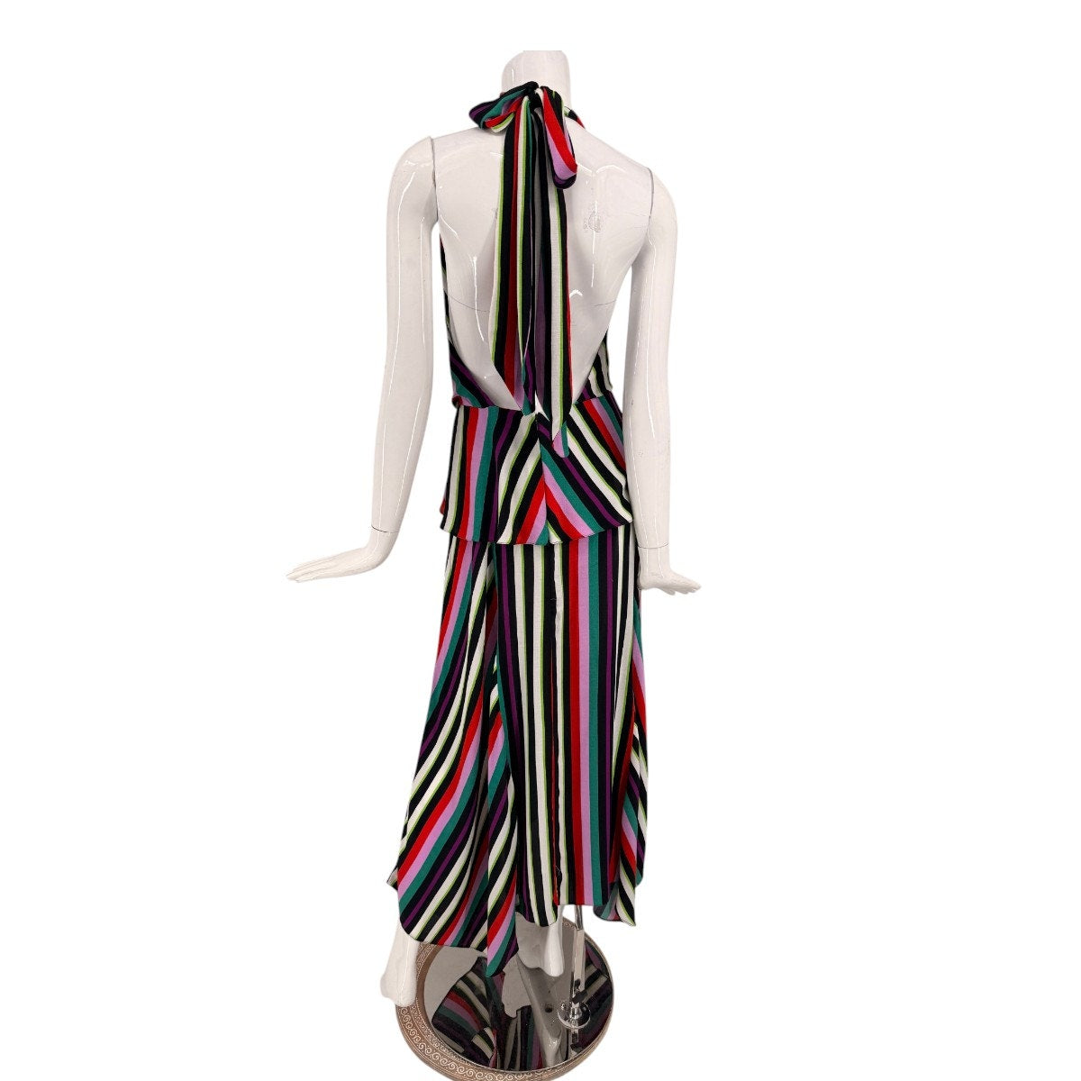 Topshop Stripe Halter Neck Sleeveless Maxi Dress Multicolor