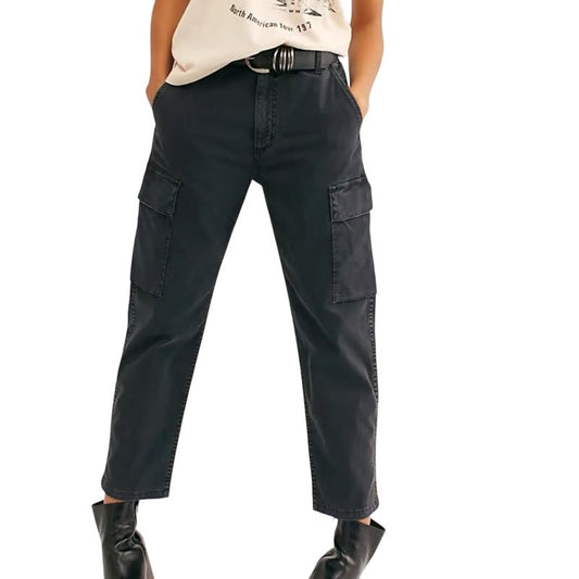 Citizens of Humanity Black Cotton Twill Gaia Cargo Pants  Women's