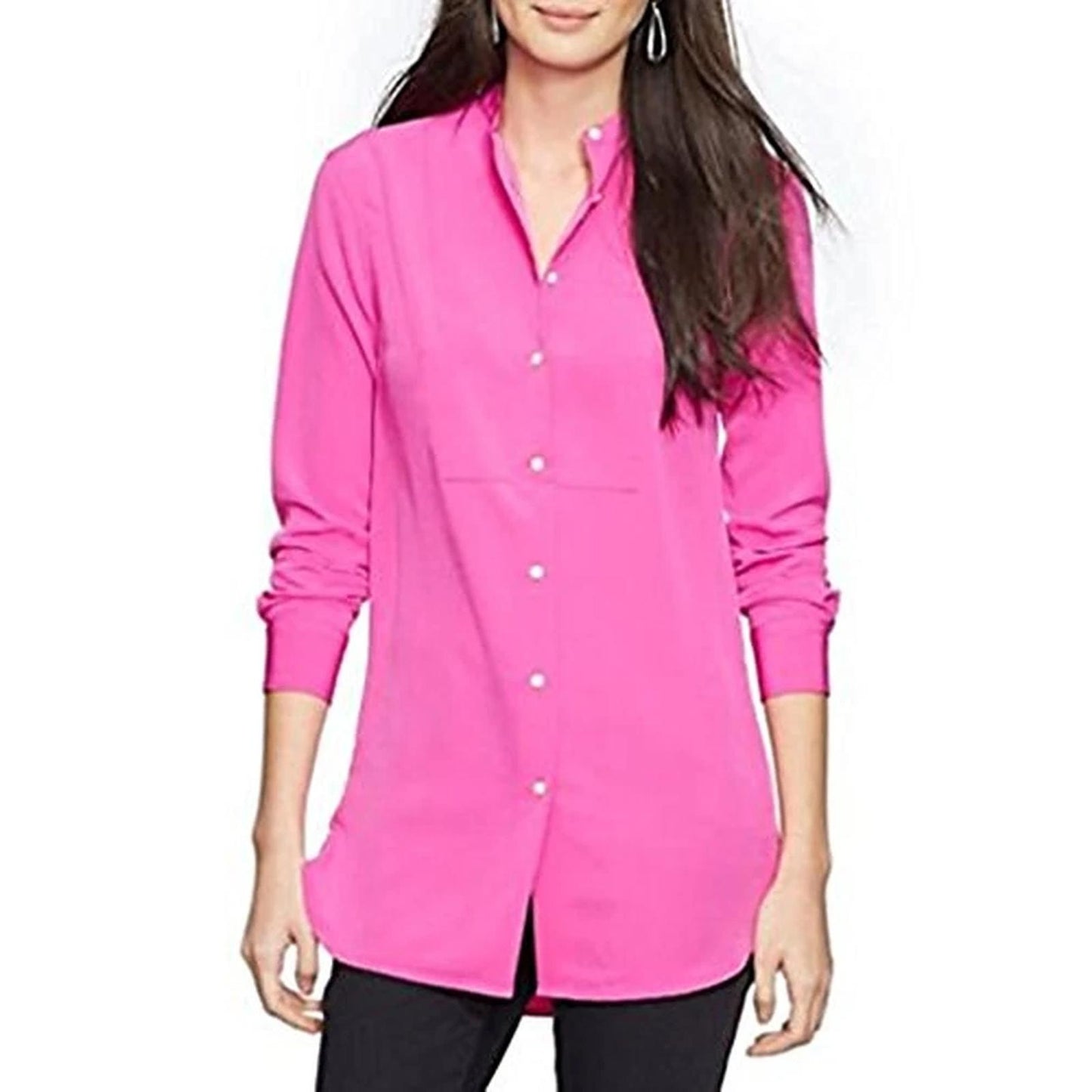 Lauren Ralph Lauren Adonia Long Sleeve Button Down Shirt Fuchsia Pink Size XS