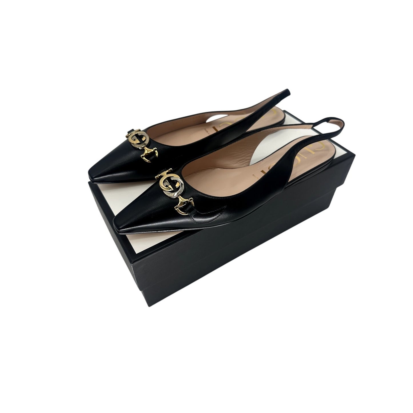 Gucci Nappa Leather Charlotte Zumi Slingback Flats
