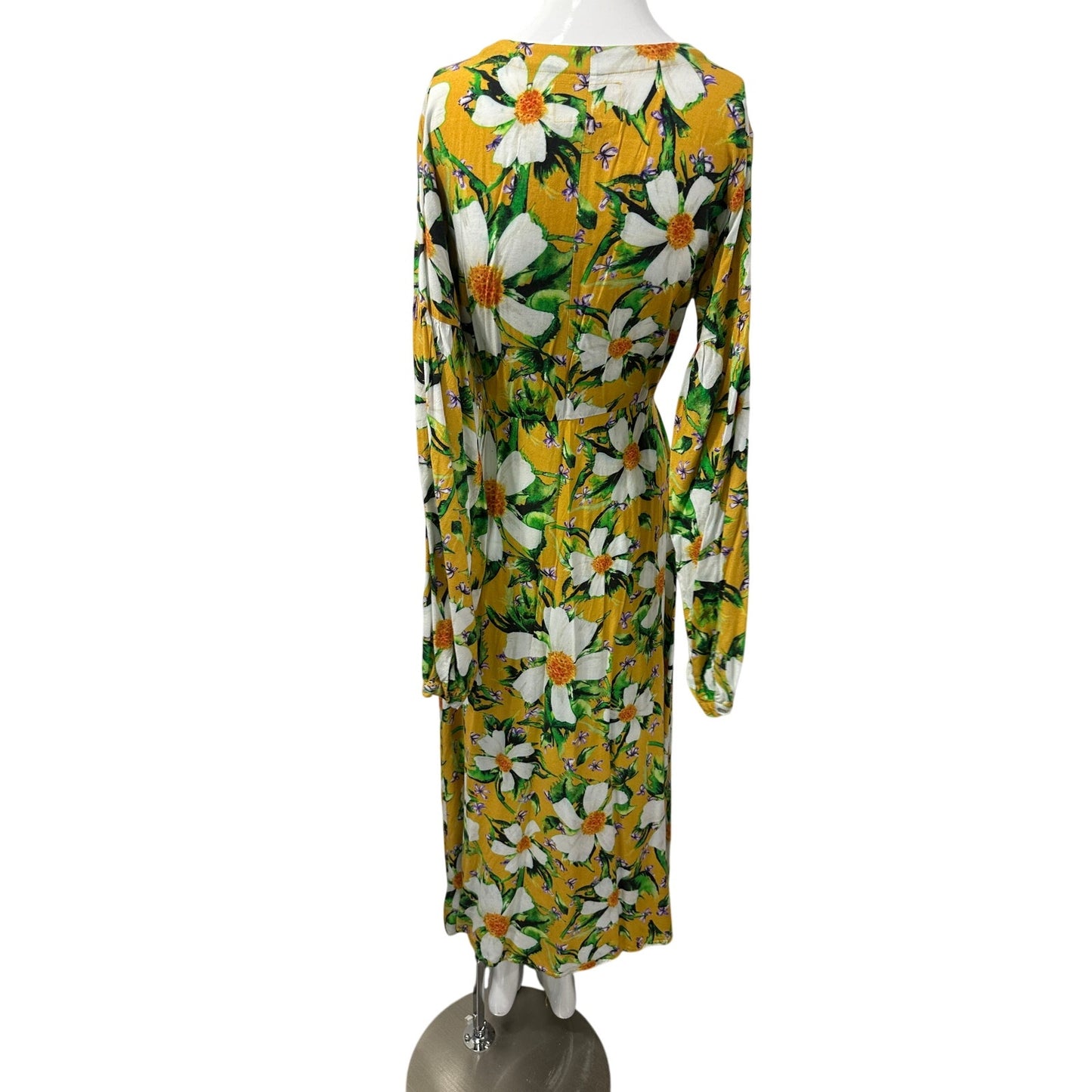 Sigal Lotus Floral Print Long Puffed Sleeves Maxi Dress
