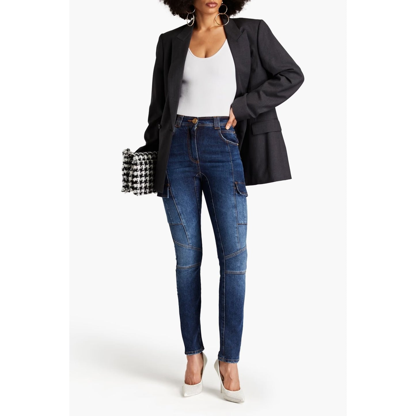 Balmain Faded High-Rise Denim Skinny Jeans Blue Mid Denim Women's Size 34