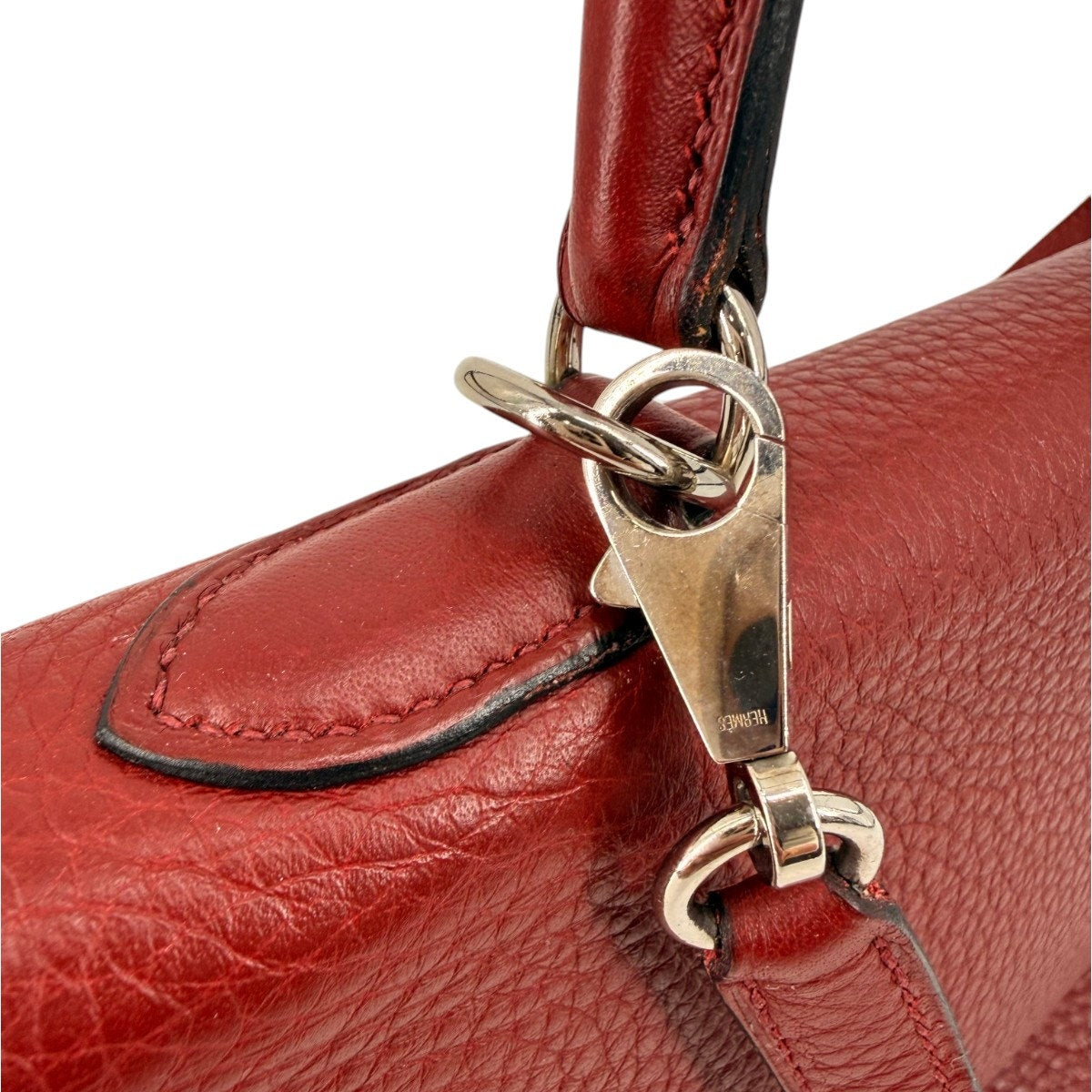 Hermes Kelly Retourne 35 Rouge H Leather Palladium Shoulder Bag