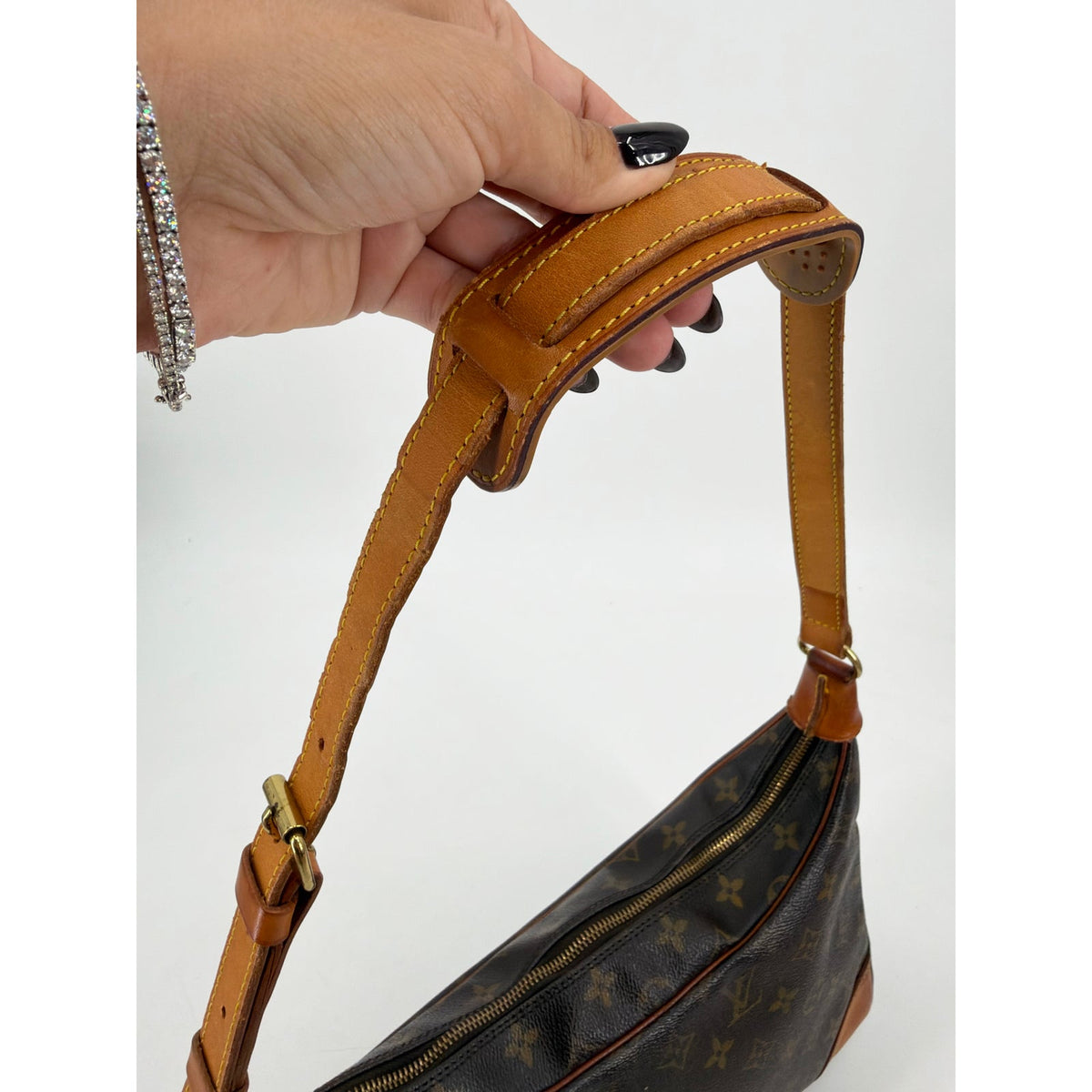 Louis Vuitton Monogram Odeon MM Shoulder Bag Brown Vachetta