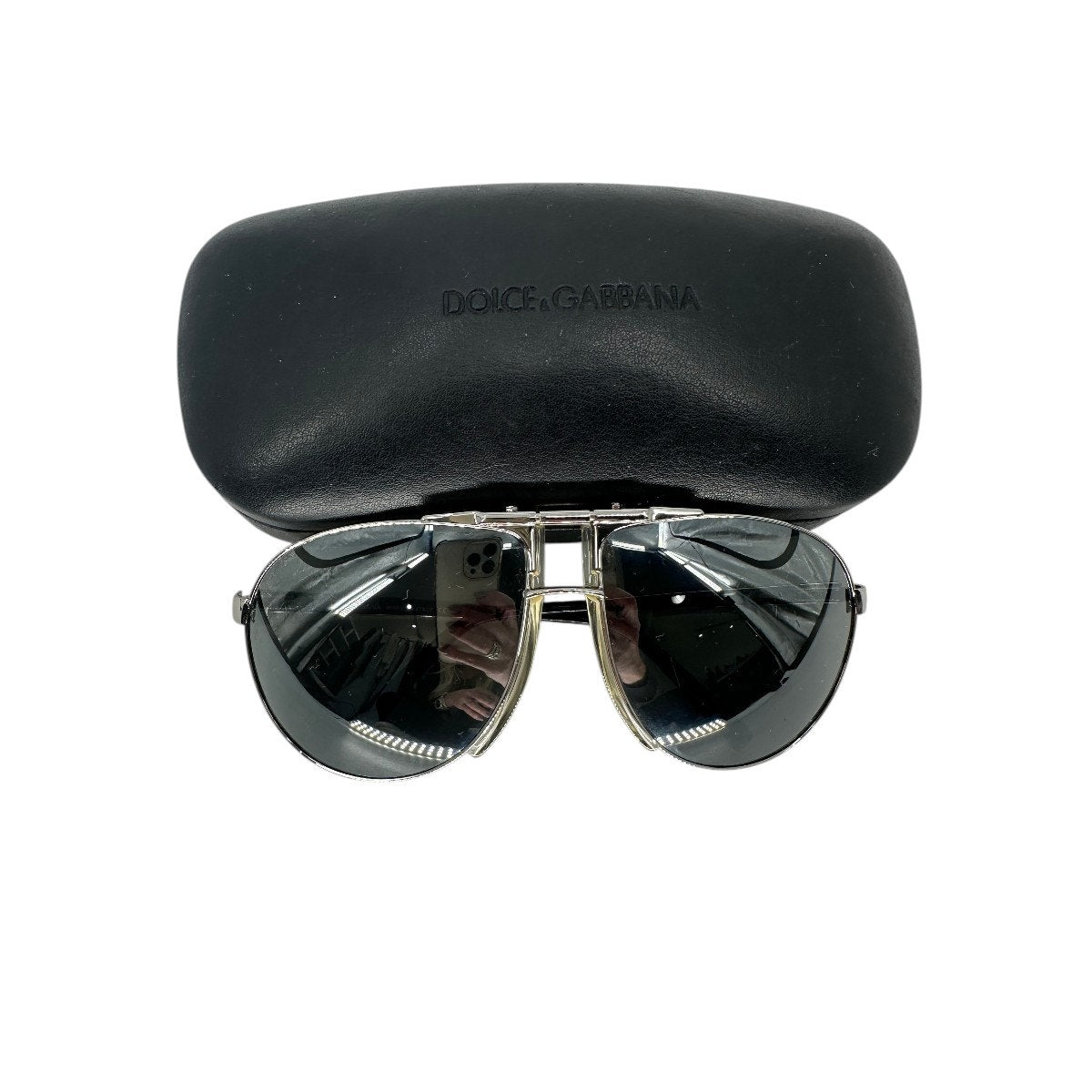 Dolce & Gabbana Vintage Y2K DG2029 Aviator Sunglasses Silver Black 63-14-130