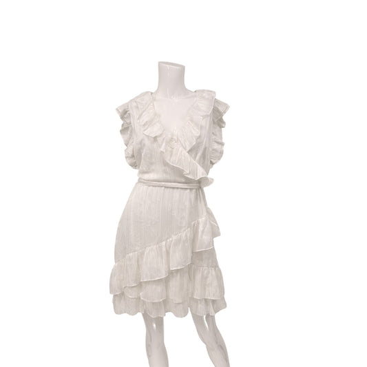 Aqua Ruffle Sleeveless Surplice Fit & Flare Mini Dress