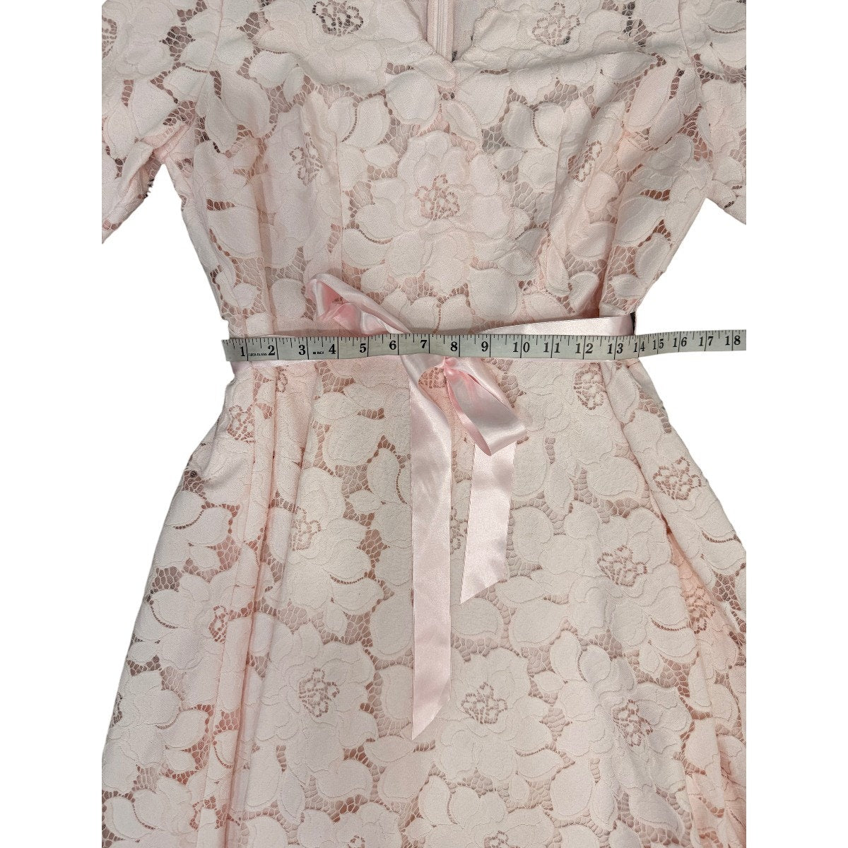 Rickie Freeman Teri Jon Blush Pink Lace Tulle Fit Flare Midi Dress