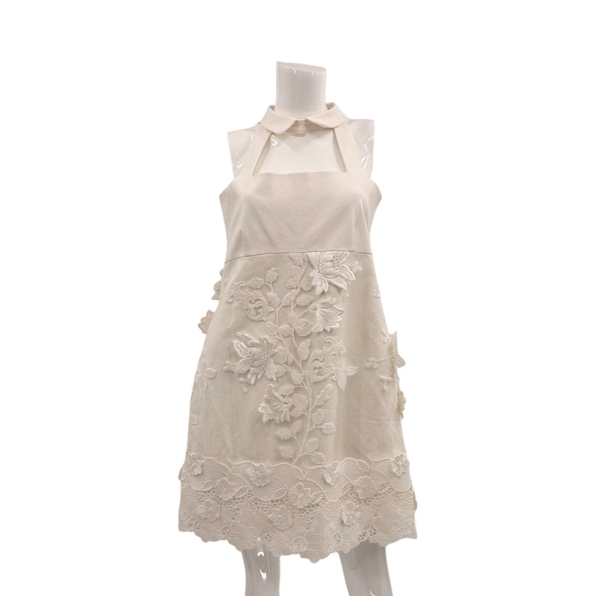 Alexis Bruna Ivory Floral Lace Halter Collared Mini Dress Women's Size Large