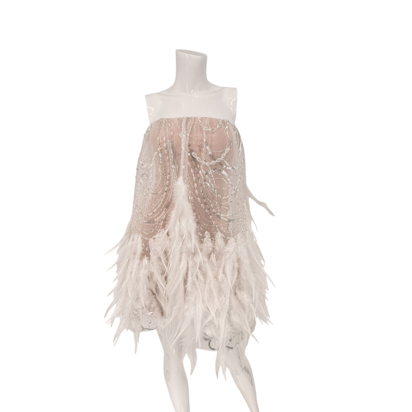 Helsi Stevie Feather Trim Strapless Mini Dress