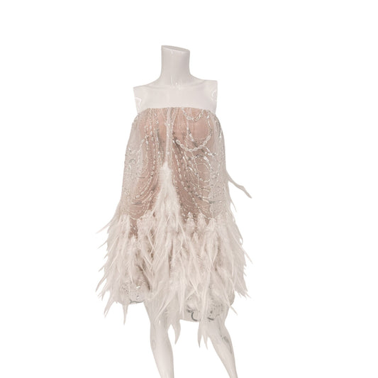 Helsi Stevie Feather Trim Strapless Mini Dress