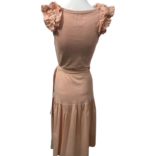 Nation LTD Cotton Everleigh Light Pink Millennial Front Tie Midi Dress Size XS