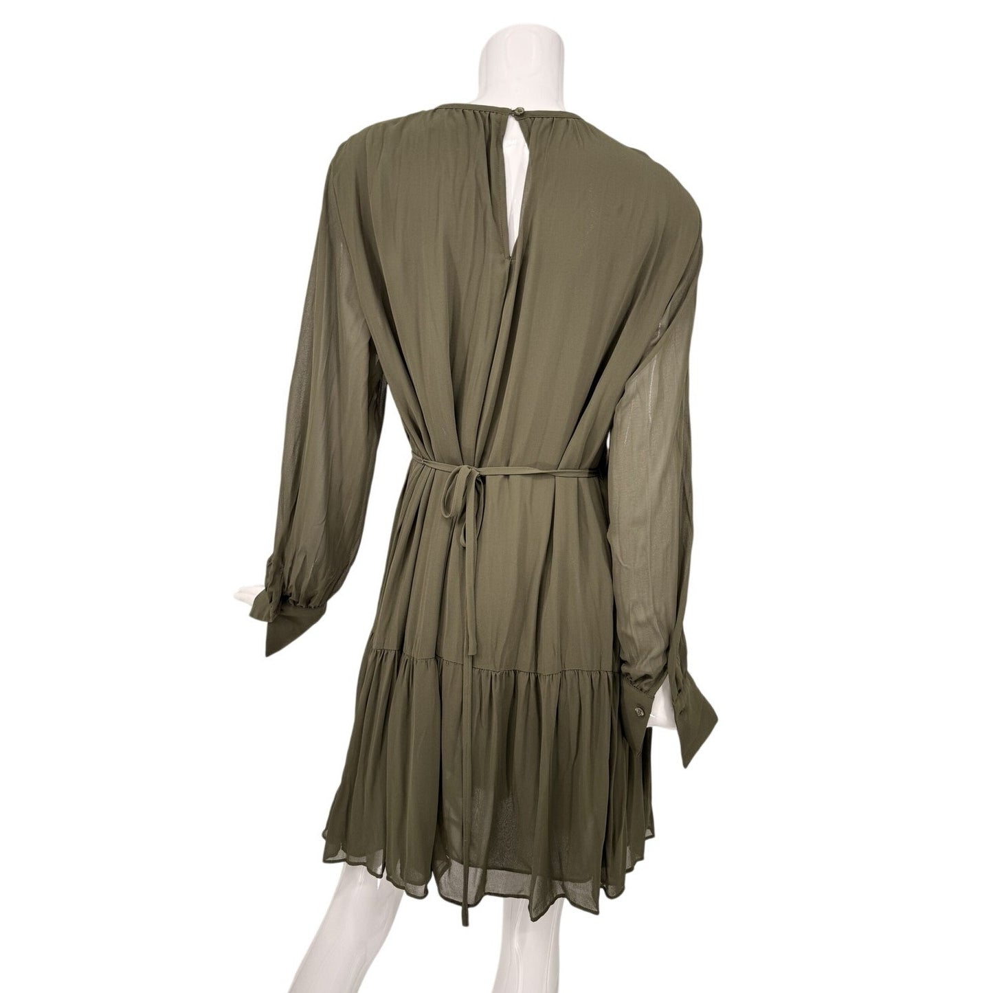 Mango Pleated A-Line Long Sleeves Mini Dress