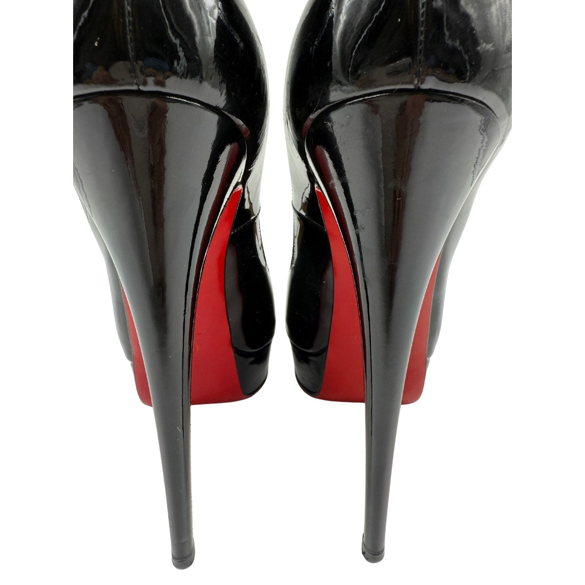 Christine Louboutin Patent Leather Lady Z Peep Toe Pump Heels