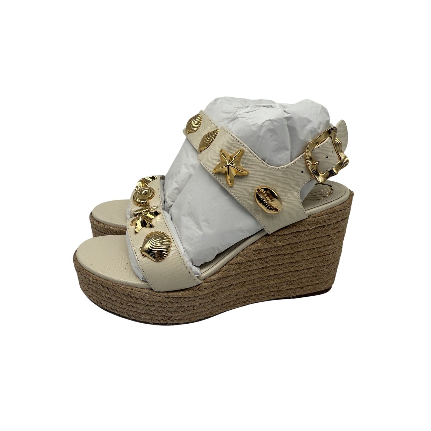 Larroudé Leather Madison Wedge Espadrille Sandals
