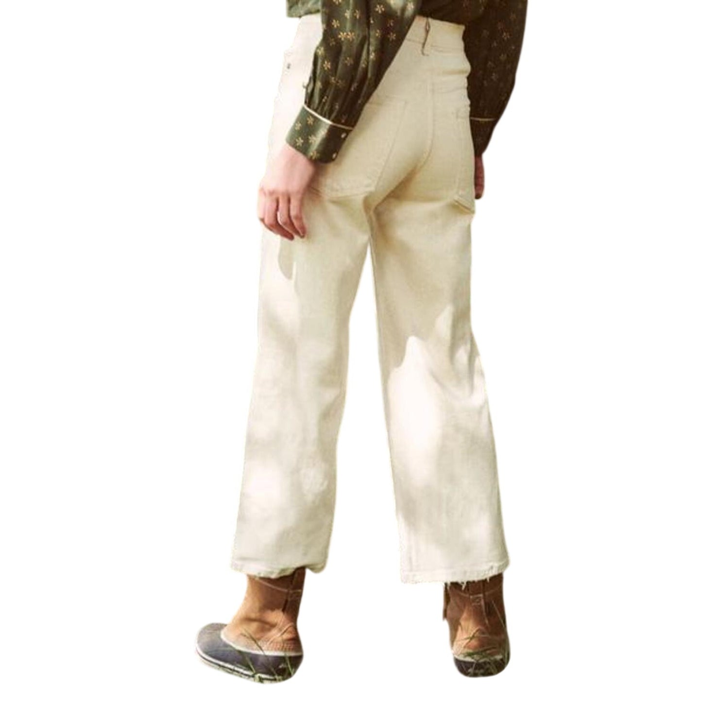 The Great Cotton The Rider High-Raise Waist Denim Jeans White Stone Size 24