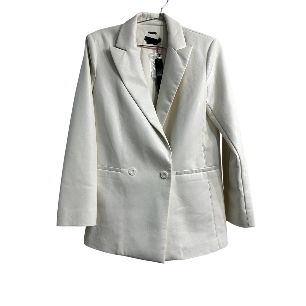 Alice + Olivia Vegan Leather Justin Double Breasted Blazer