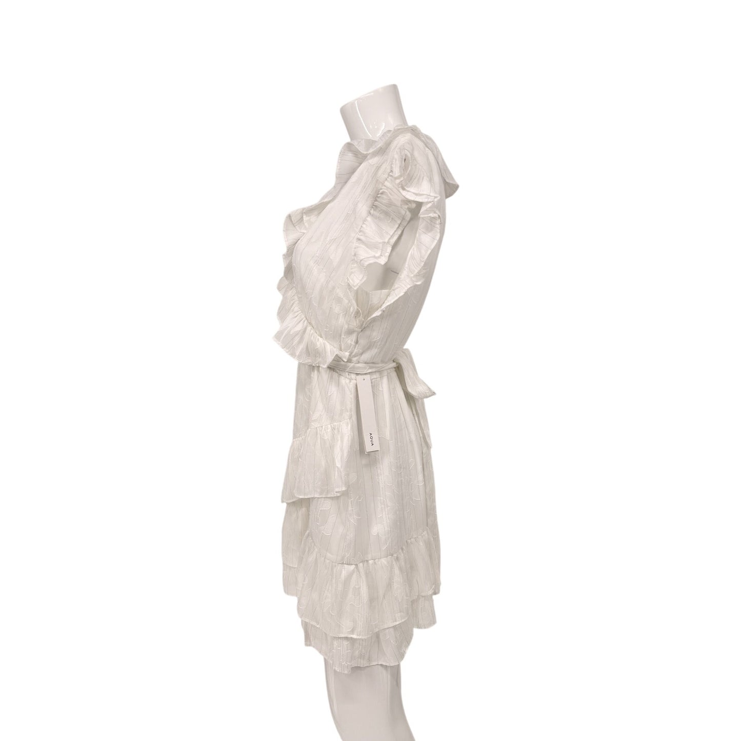 Aqua Ruffle Sleeveless Surplice Fit & Flare Mini Dress
