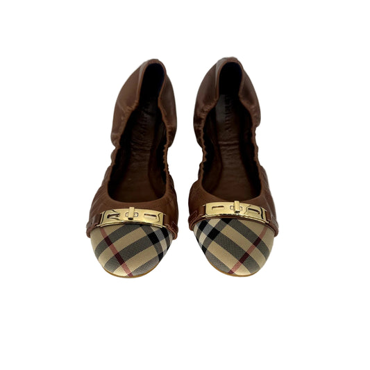 Burberry Leather Nova Check Canva Ballet Flats