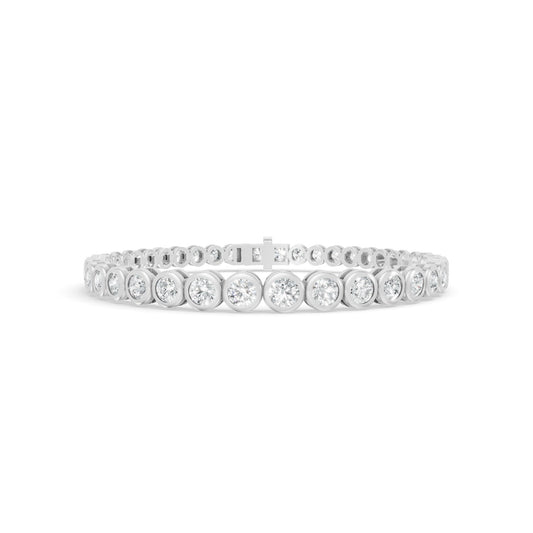 5.55 ctw Diamond Bezel 14K White Gold Tennis Bracelet