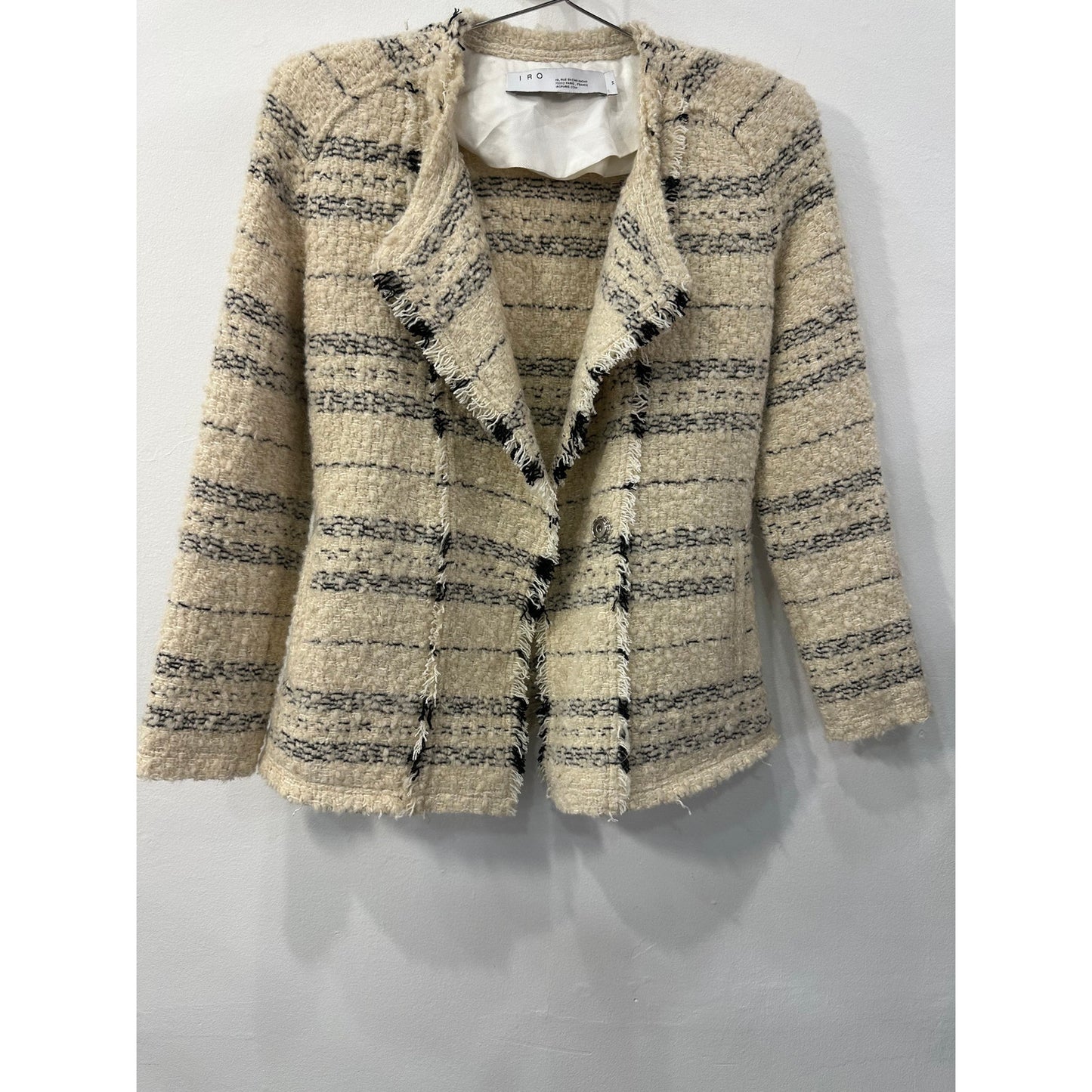 Iro Paris Bouclé-Tweed Jacket Wool Blend Nine Frayed