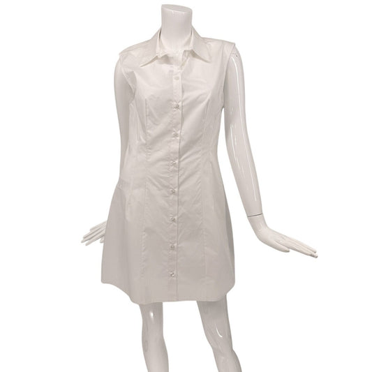 Imperial Afafiic Button Front Sleeveless Shirt Mini Dress White Size Medium