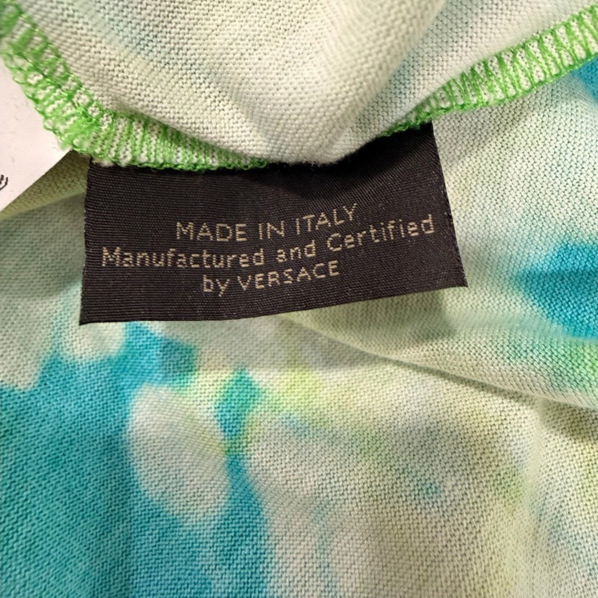 Versace Cotton Jersey Tie-Dye Medusa Print T-Shirt Green Women's Size 38