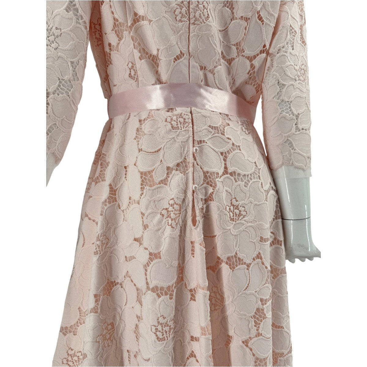 Rickie Freeman Teri Jon Blush Pink Lace Tulle Fit Flare Midi Dress