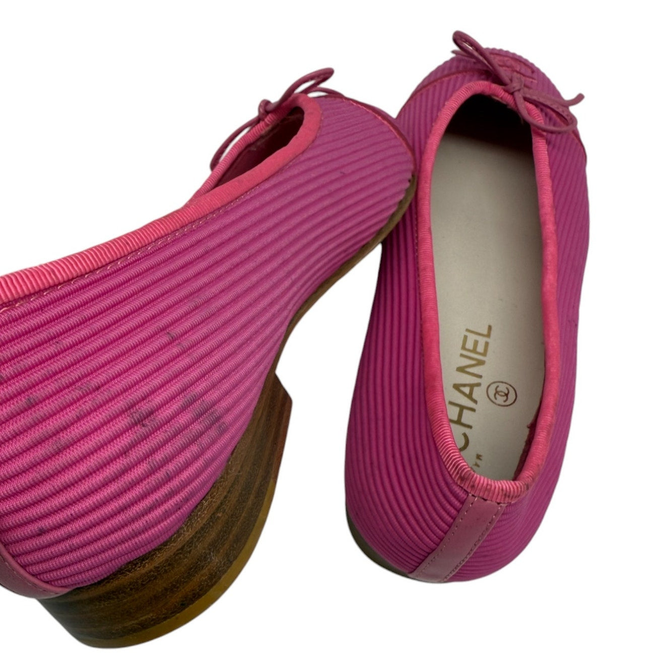 Chanel Fabric Interlocking CC Logo Bow Ballet Flats