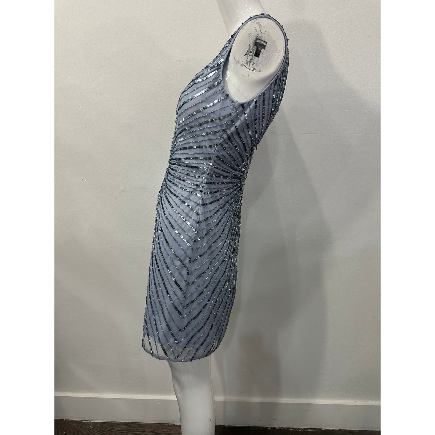 Aidan Mattox Sequined Beaded Tank Crystal Mini Dress Women's