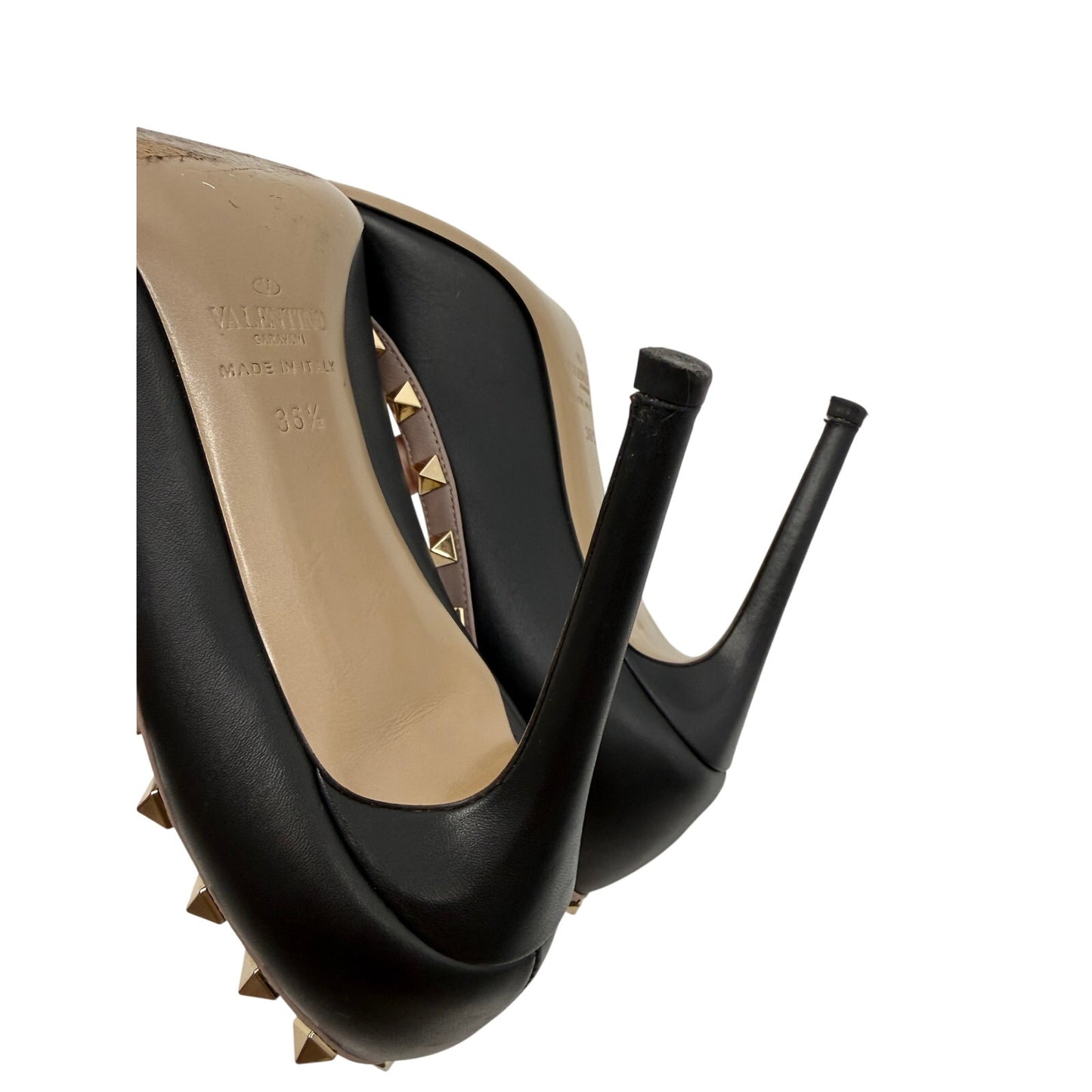 Valentino Garavani Leather Rockstud Accent Pumps Heels